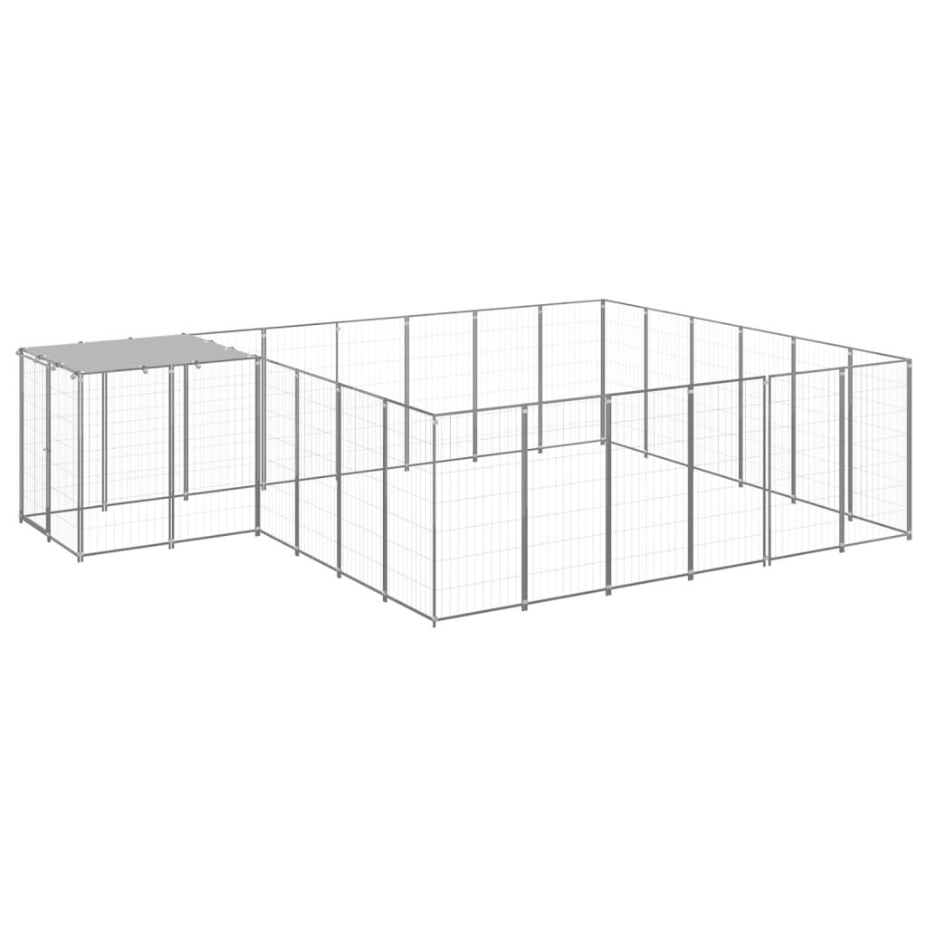 Koterec pre psy strieborný 12,1 m² oceľ