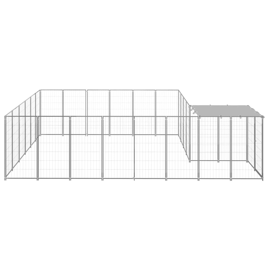 Koterec pre psy strieborný 12,1 m² oceľ