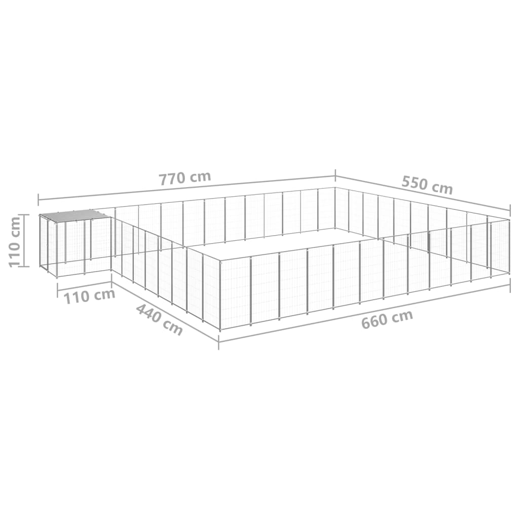 Koterec pre psy strieborný 37,51 m² oceľ