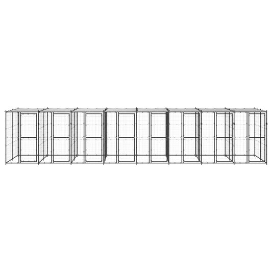 Vonkajšia voliéra pre psy so strechou oceľová 19,36 m²
