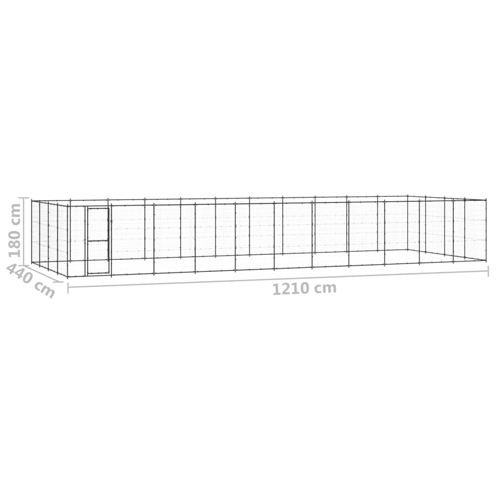 Vonkajšia voliéra pre psov oceľová 53,24 m²