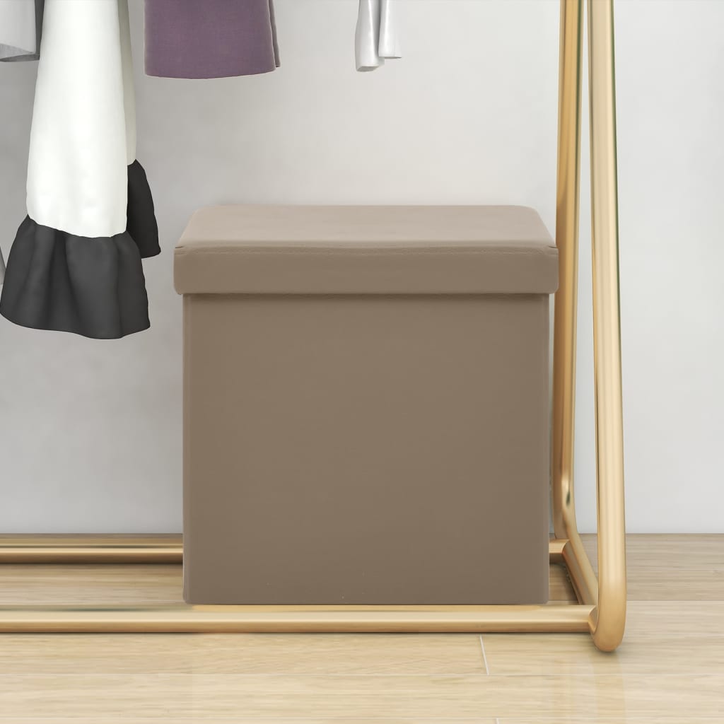 Skladacie Úložné Taburetky 2 Ks Hnedé Pvc