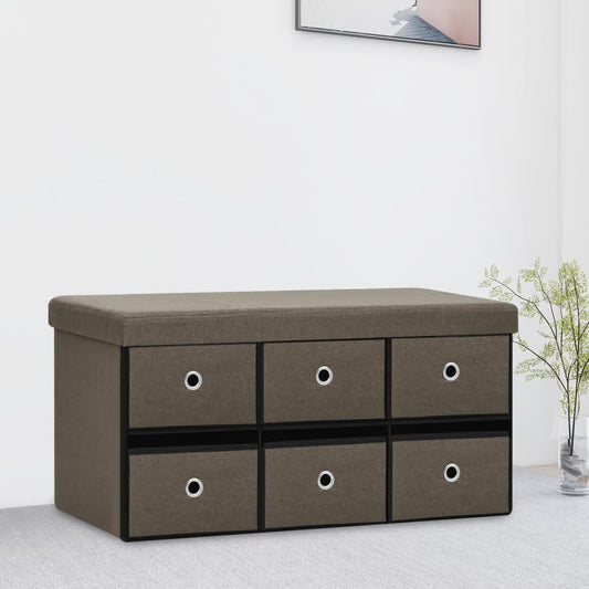 Skladacia úložná lavica hnedá 76x38x38 cm umelý ľan