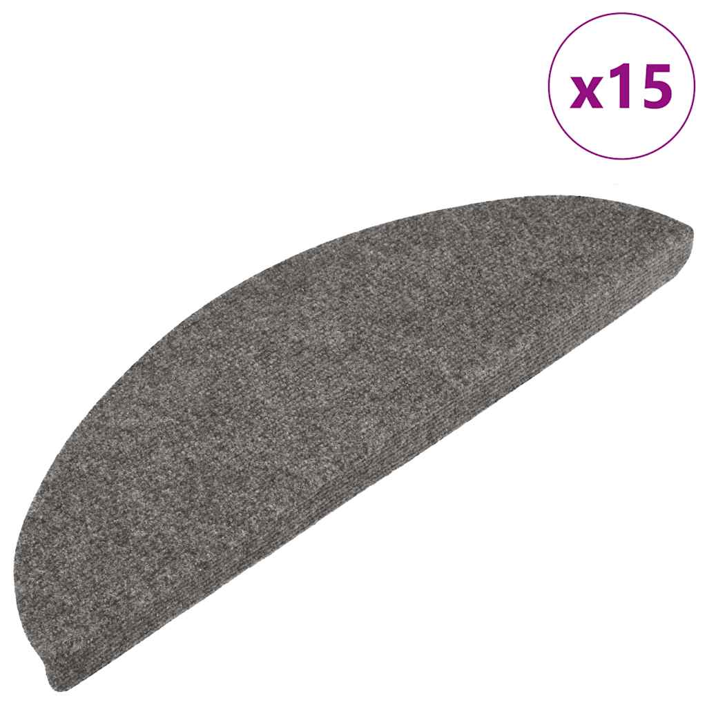 Samolepiace nášľapy na schody 15 ks 56x17x3 cm sivé