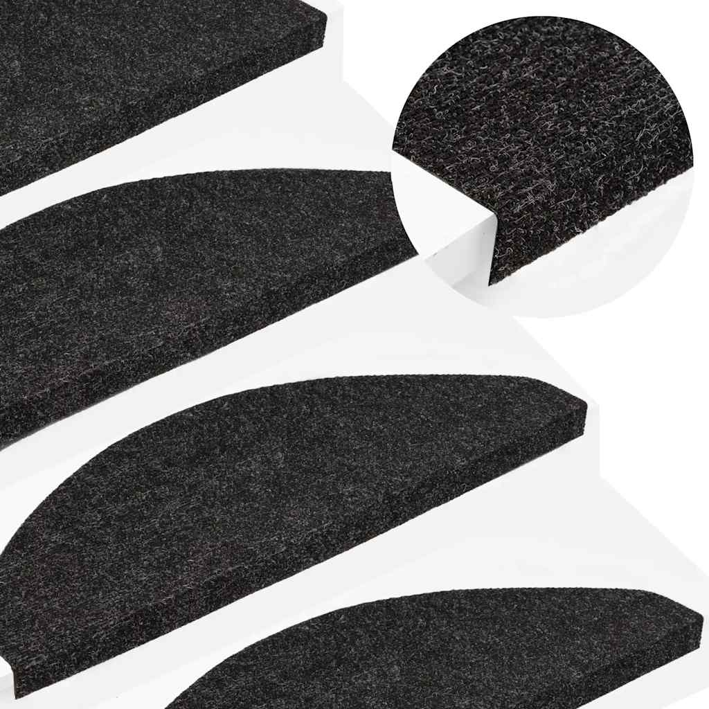 Samolepiace nášľapy na schody 15 ks 65x22,5x3,5 cm antracitové