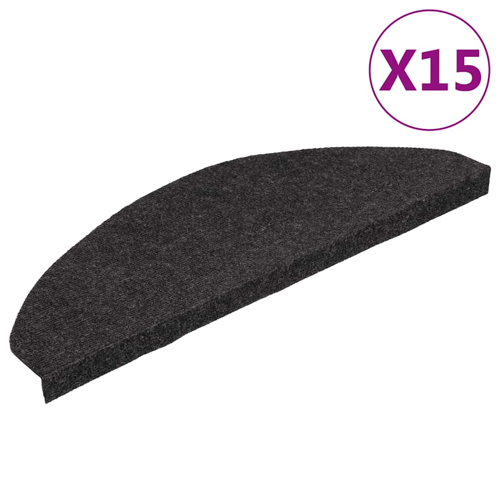 Samolepiace nášľapy na schody 15 ks 65x22,5x3,5 cm čierne