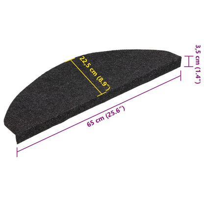 Samolepiace nášľapy na schody 15 ks 65x22,5x3,5 cm čierne