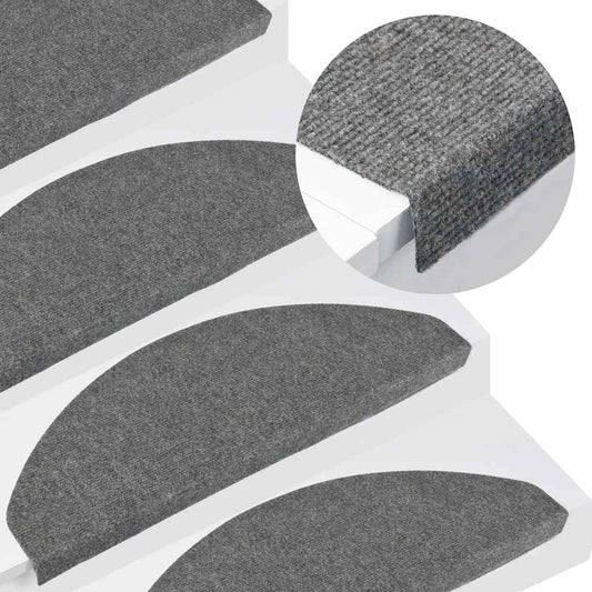 Samolepiace nášľapy na schody 15 ks 65x22,5x3,5 cm sivé