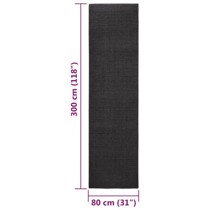 Koberec prírodný sisal 80x300 cm čierny