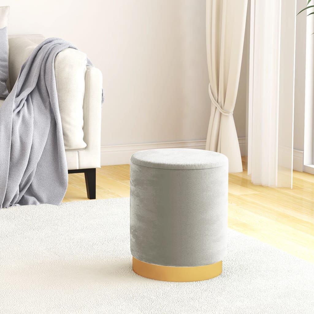 Okrúhla Úložná Taburetka Bledosivá 31 X 37 Cm