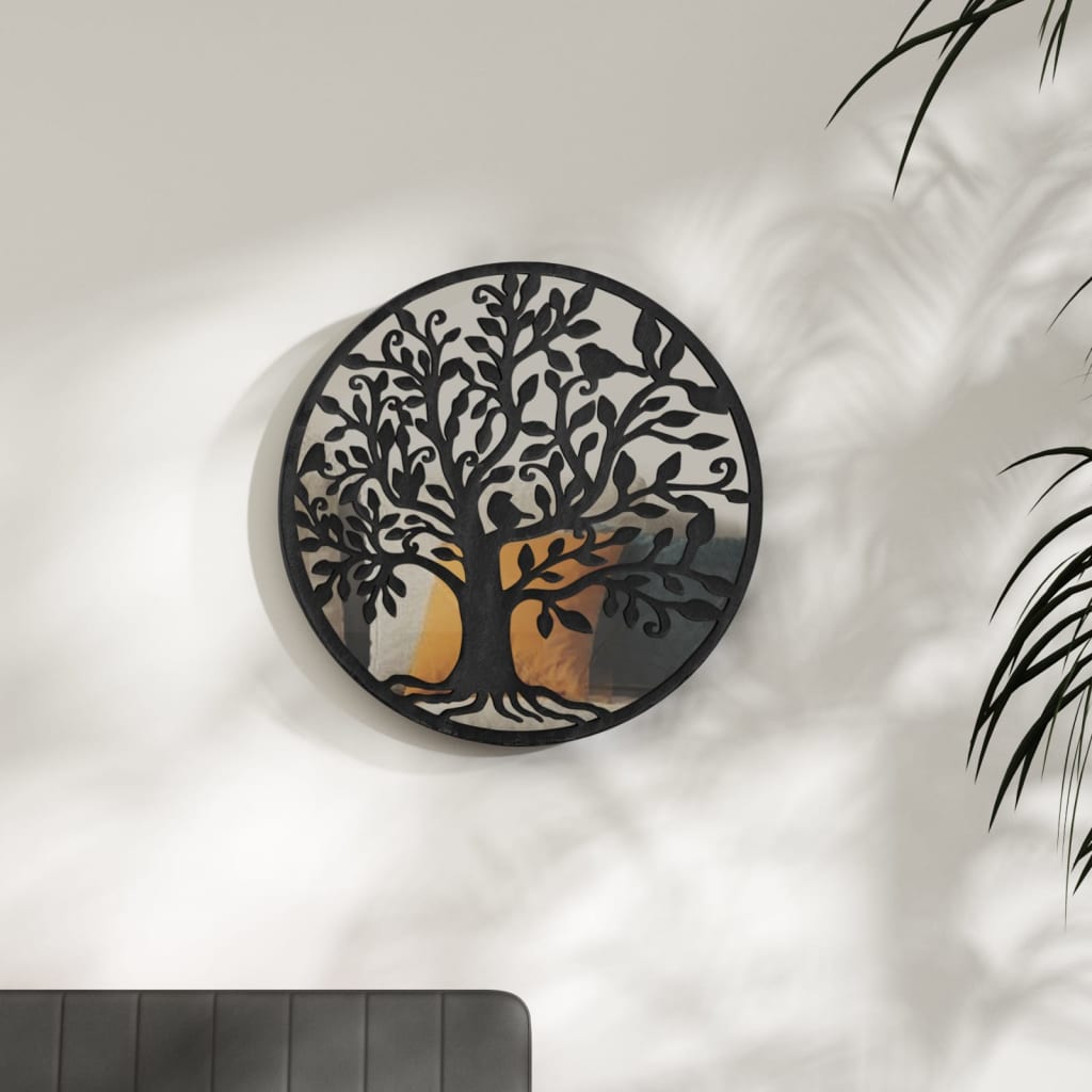 Zrkadlo čierne 60x2,5 cm železo okrúhle interiérové