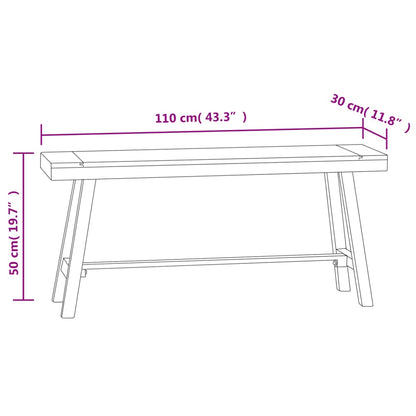 Lavica 110 cm masívne tíkové drevo