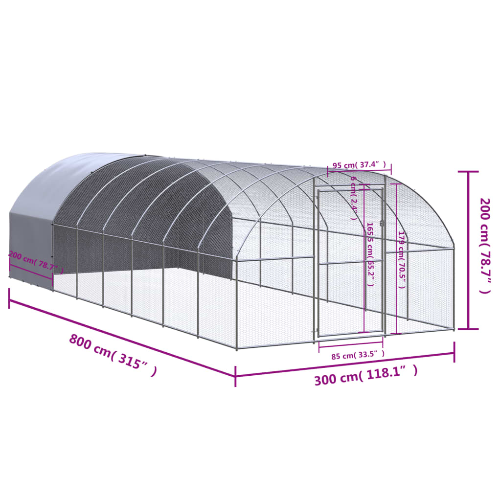 Vonkajší kurín 3x8x2 m pozinkovaná oceľ