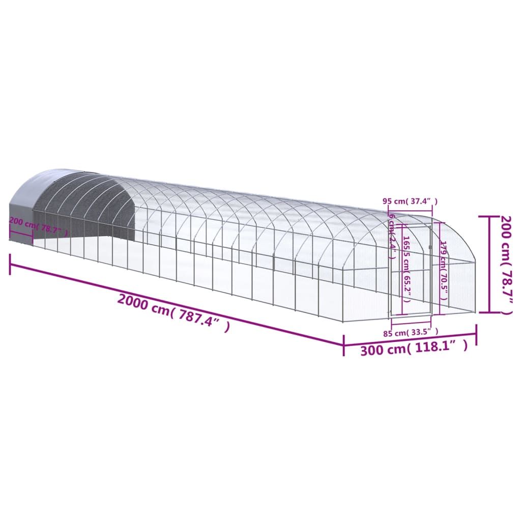 Vonkajší kurín 3x20x2 m pozinkovaná oceľ