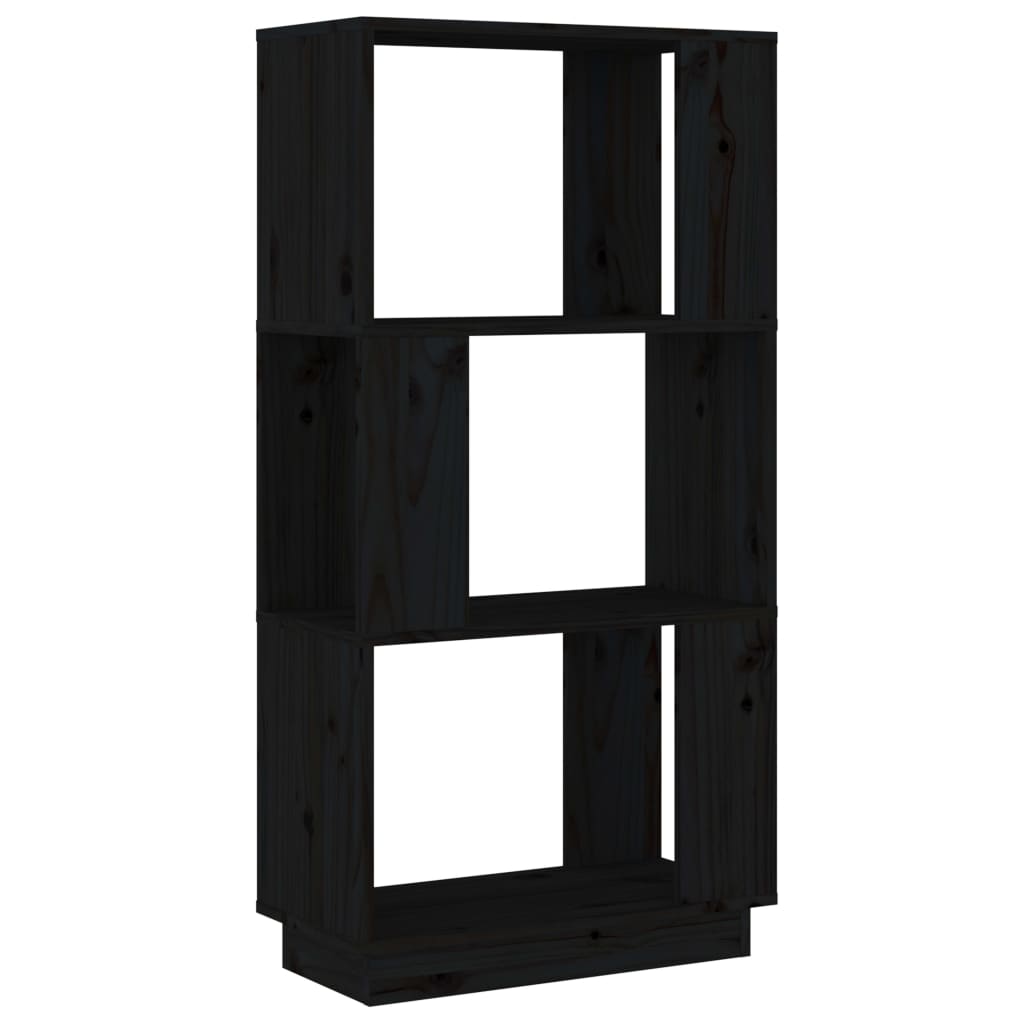 Knižnica/deliaca stena čierna 51x25x101 cm masívna borovica