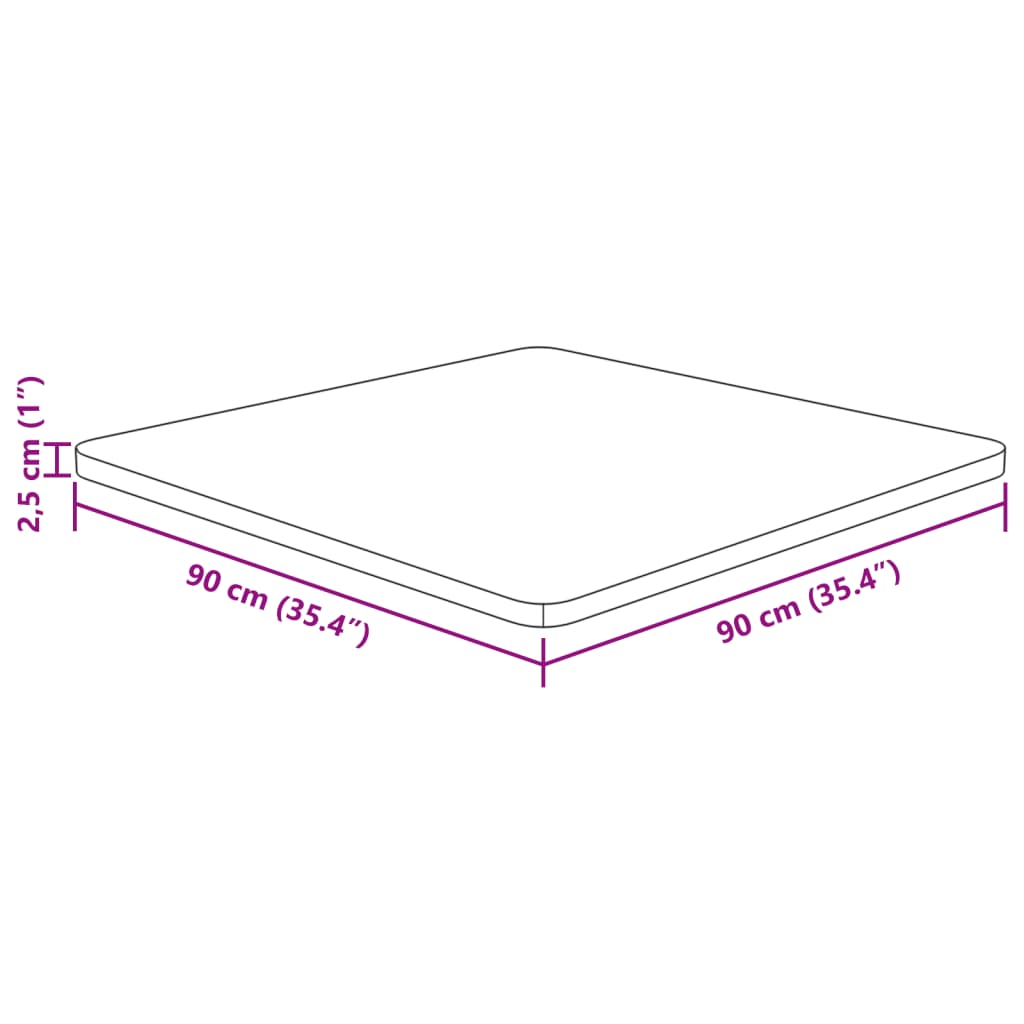 Štvorcová stolová doska bledohnedá 90x90x2,5 cm lakovaný dub