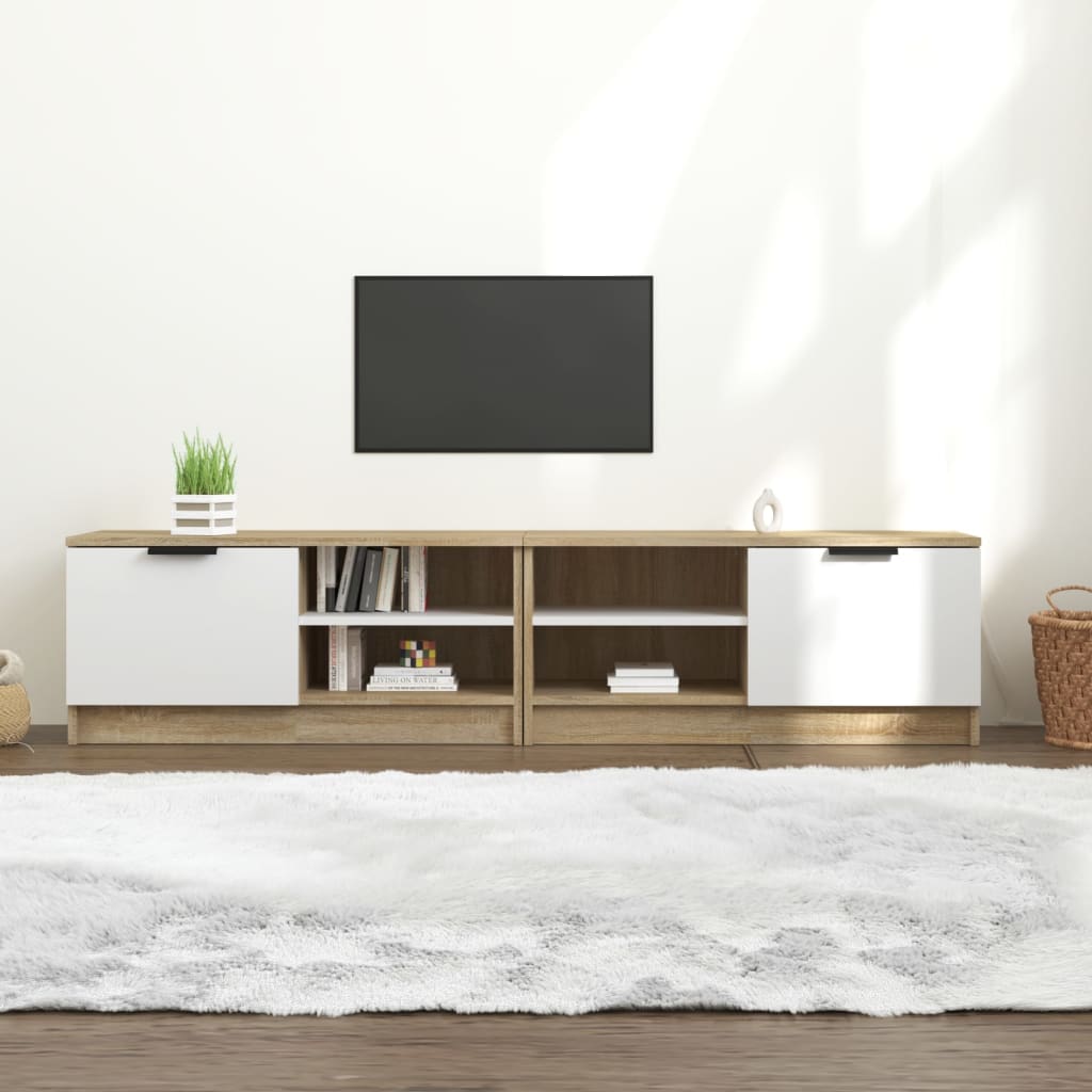 2 Dielna Tv Skrinka Old Wood 80X35X36,5 Cm Engineered Wood