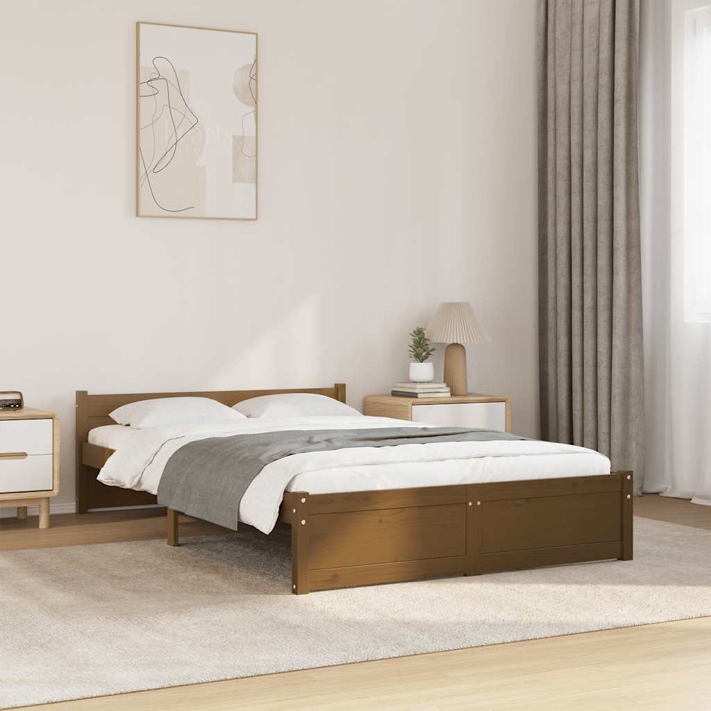 Posteľný Rám Medovohnedý Masívne Drevo