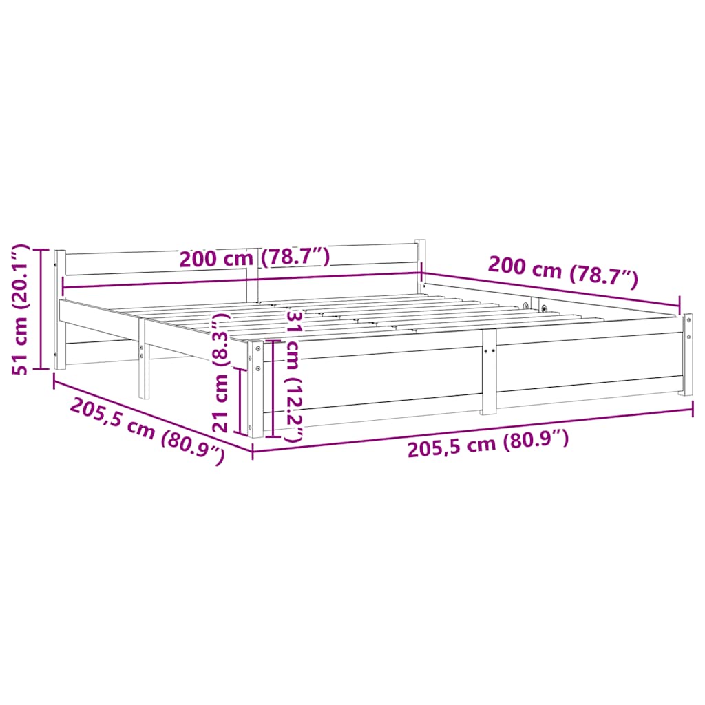 Posteľný Rám Medovohnedý Masívne Drevo