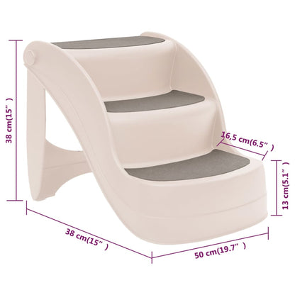 Skladacie 3-stupňové schody pre psa krémové 50x38x38 cm plast