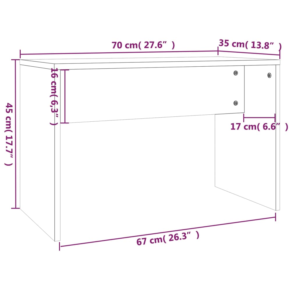 Taburetka dymový dub 70x35x45 cm spracované drevo