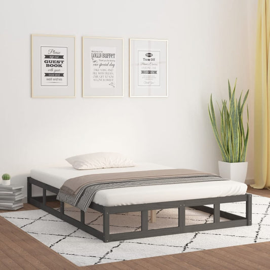 Posteľný rám sivý 150x200 cm King masívne drevo