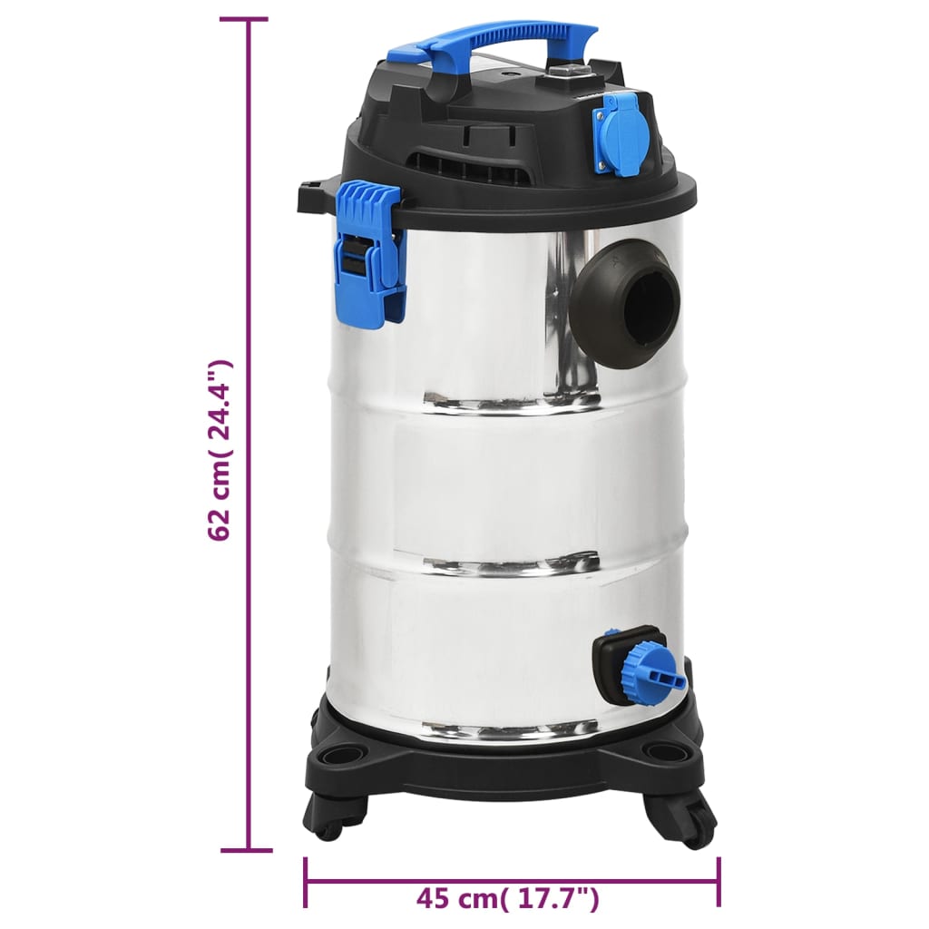 Vysávač mokrý/suchý 1200 W 30 l strieborný