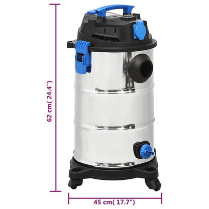 Vysávač mokrý/suchý 1200 W 30 l strieborný