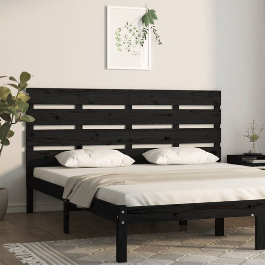 Čelo postele čierne 150x3x80 cm masívna borovica