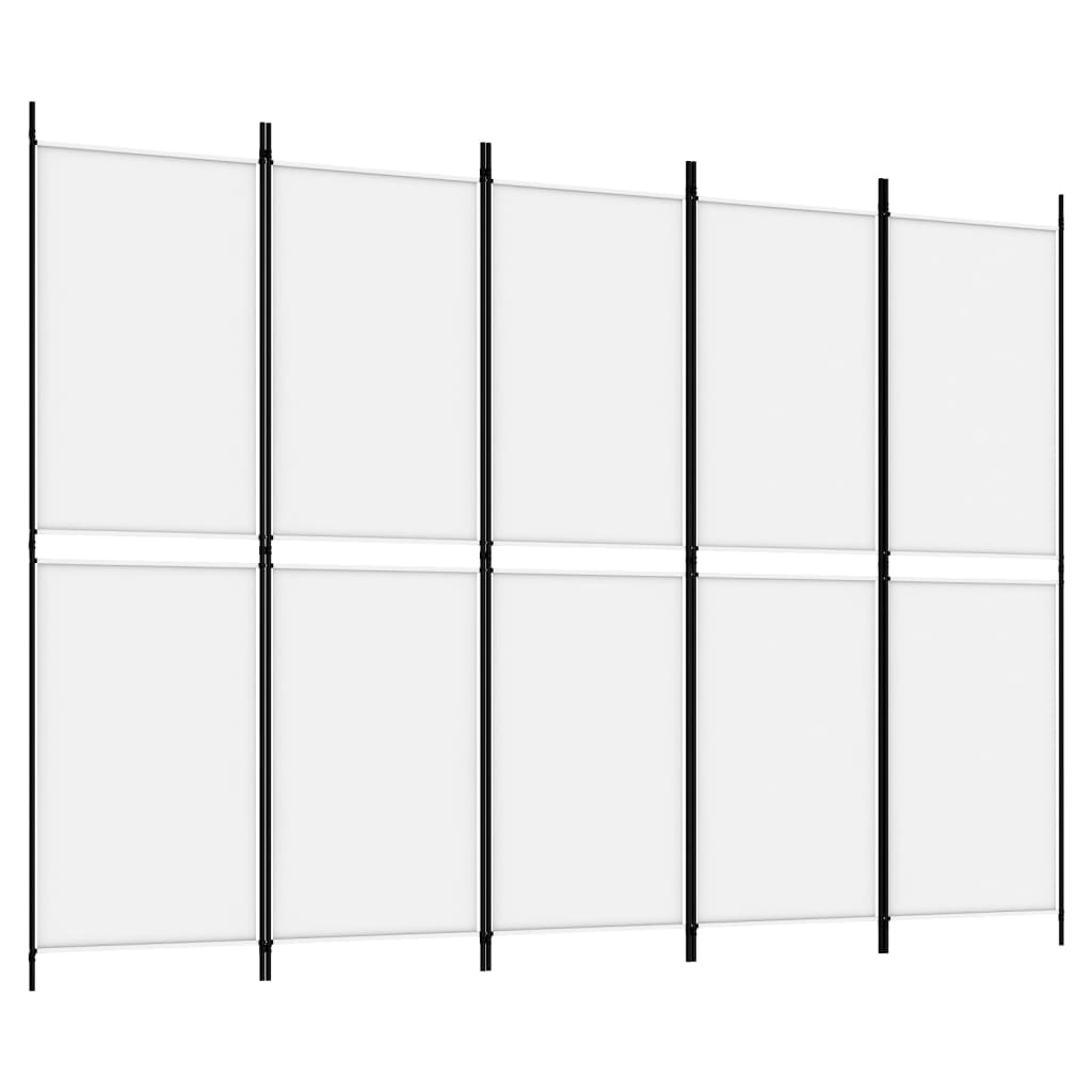 5-panelový paraván biely 250x180 cm látka