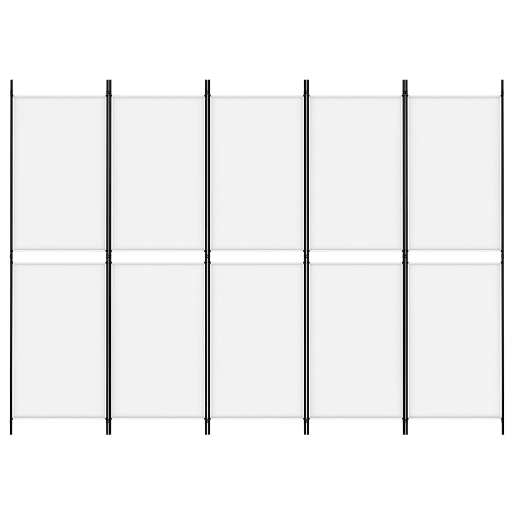 5-panelový paraván biely 250x180 cm látka