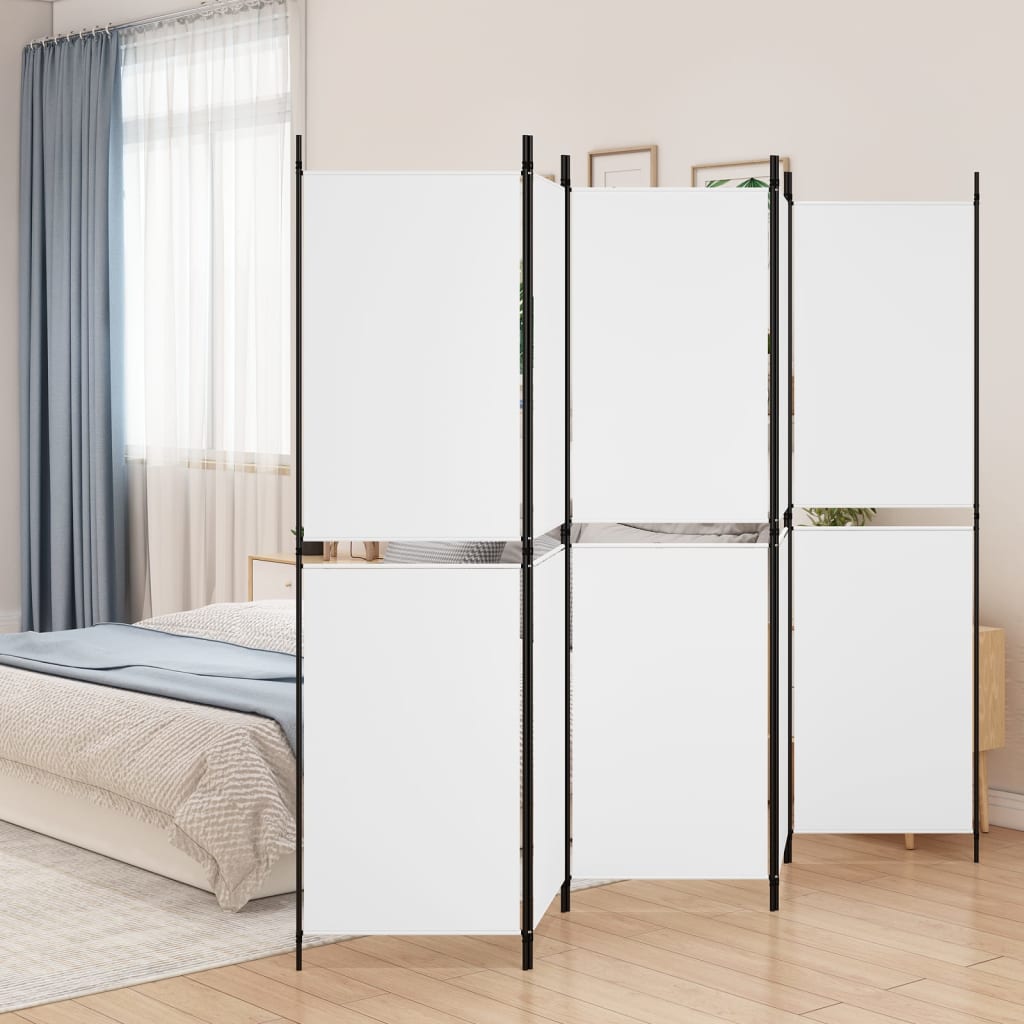 5-panelový paraván biely 250x180 cm látka
