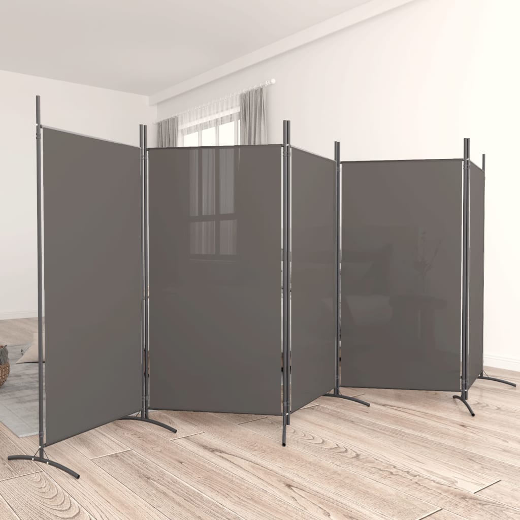 5-panelový paraván antracitový 433x180 cm látkový
