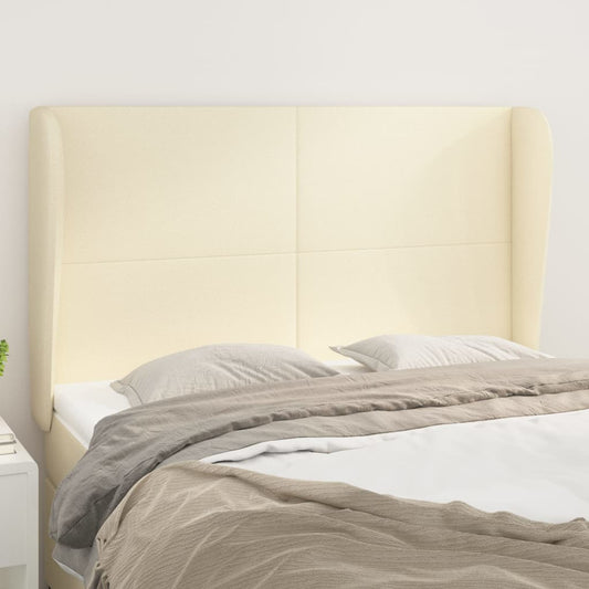 Čelo postele so záhybmi krémový 147x23x118/128 cm umelá koža