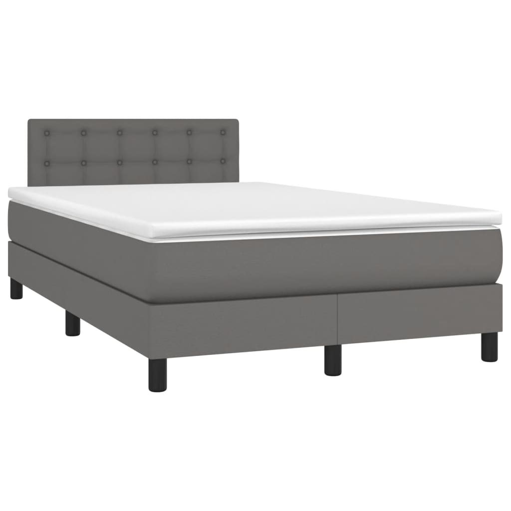 Boxspring posteľ s matracom sivá 120x200 cm umelá koža