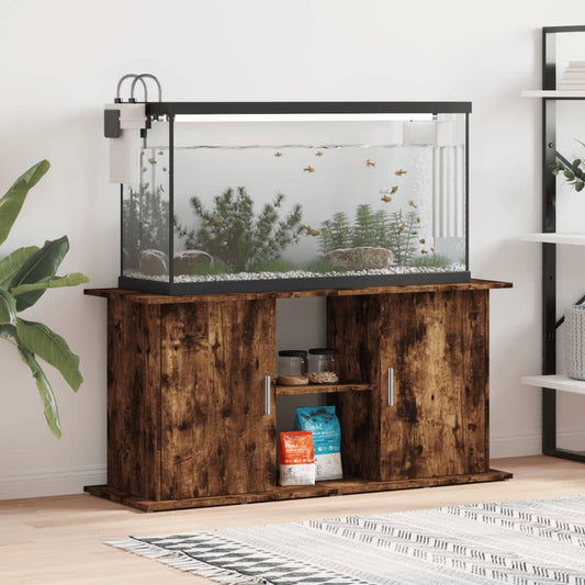 Stojan na akvárium dymový dub 121x41x58 cm kompozitné drevo