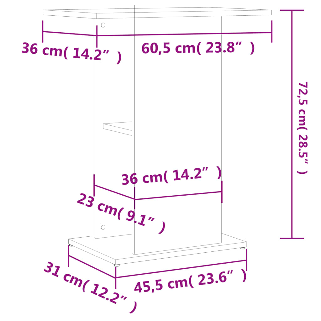 Stojan na akvárium betónový 60,5x36x72,5 cm kompozitné drevo