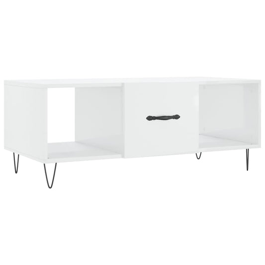 Konferenčný stolík lesklý biely 102x50x40 cm spracované drevo