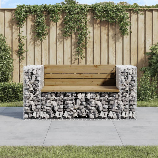 Záhradná lavica gabiónový dizajn 143x71x65,5cm impreg. borovica