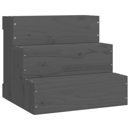 Schody pre domáce zvieratá sivé 40x37,5x35 cm masívna borovica