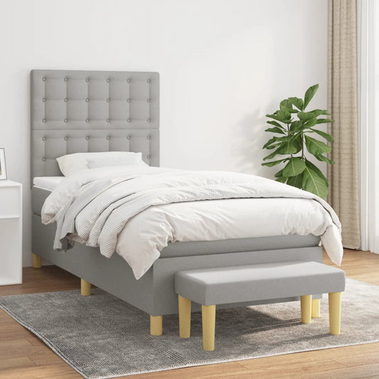 Boxspring posteľ s matracom bledosivý 100x200 cm látka