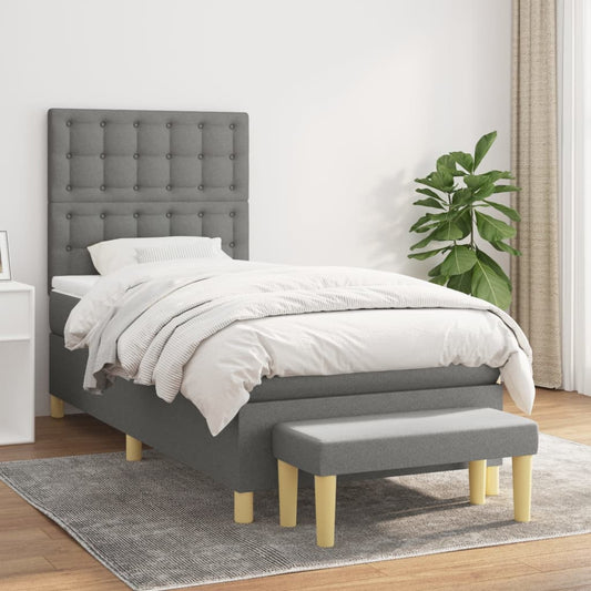 Boxspring posteľ s matracom tmavosivá 100x200 cm látka