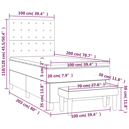 Boxspring posteľ s matracom čierna 100x200 cm látka