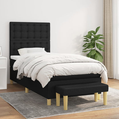 Boxspring posteľ s matracom čierna 100x200 cm látka