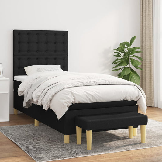 Boxspring posteľ s matracom čierna 100x200 cm látka