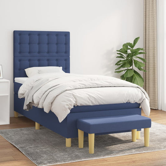 Boxspring posteľ s matracom modrá 100x200 cm látka