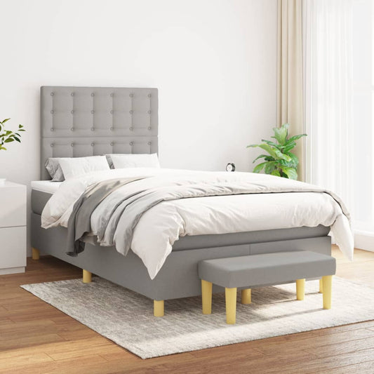 Boxspring posteľ s matracom bledosivá 120x200 cm látka