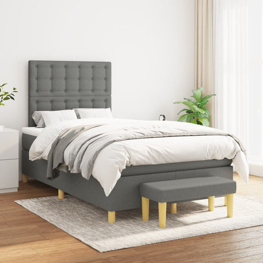 Boxspring posteľ s matracom tmavosivý 120x200 cm látka