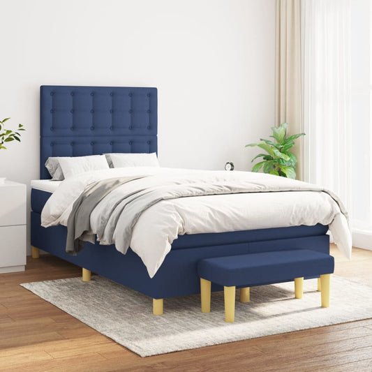 Boxspring posteľ s matracom modrá 120x200 cm látka