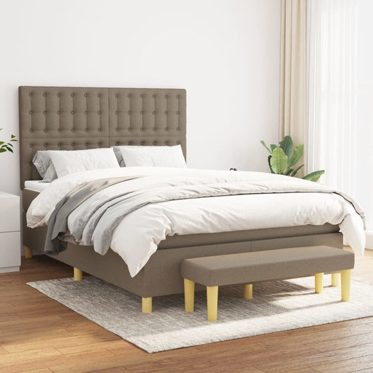 Boxspring posteľ s matracom sivohnedý 140x190 cm látka